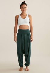 Темно-зелені трикотажні штани для йоги , Зелений