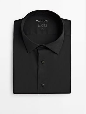 Приталена сорочка графітового кольору, Чорний