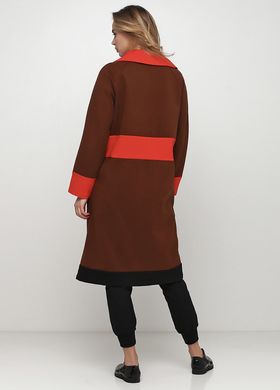 Суконне пальто з контрастними вставками, Коричневий