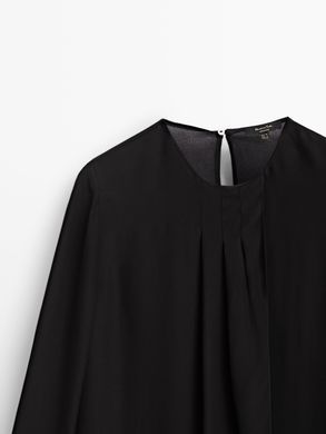 Чорна шифонова блуза подвійного крою, Чорний