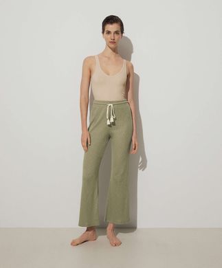 Сіро-зелені трикотажні штани в рубчик , Зелений