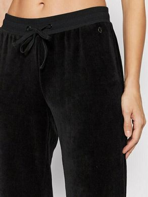 Широкі велюрові брюки з еластичною талією, Чорний